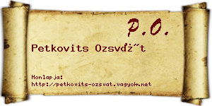 Petkovits Ozsvát névjegykártya